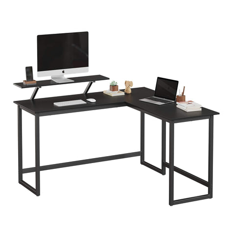 Rootz Eckschreibtisch – L-förmiger Computertisch mit beweglicher Monitorbefestigung – Schreibtische – Heimbüro, Gaming – Schwarz