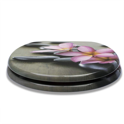 Rootz Toilet Seat - Lavatory Lid - Bathroom Accessory - Commode Cover - Restroom Essential - Throne Top - Loo Seat - Flower Gray - 37.8x43.8cm