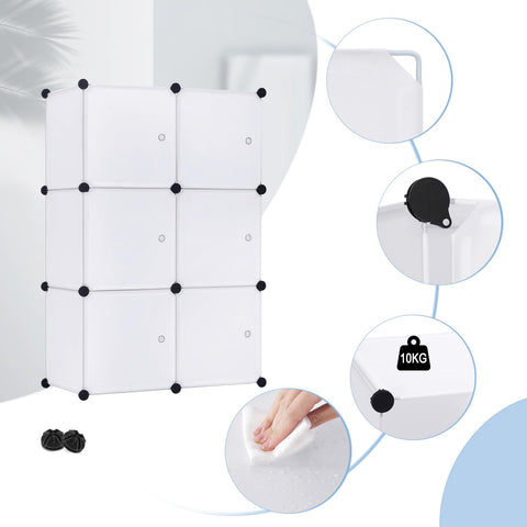 Rootz Wardrobe - Closet - Storage Unit - Clothing Organizer - Shelving System - Cabinet - White - 96x30x96cm