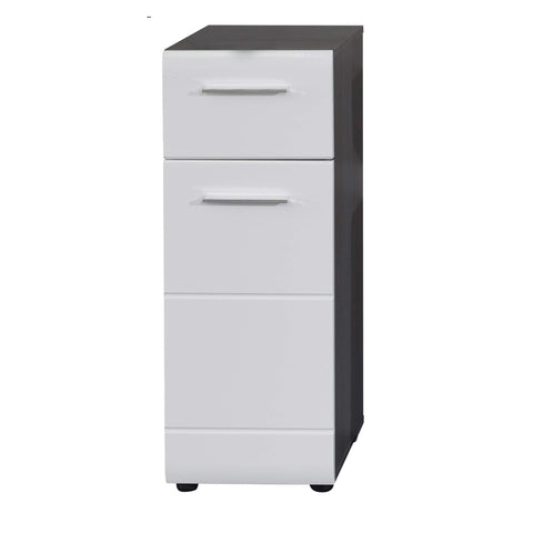 Rootz Bathroom Cabinet - Storage Chest - Vanity Unit - Washroom Drawer - Bathroom Organizer - Furniture Piece - White High Gloss/Smoky Silver - 30x80x31 cm