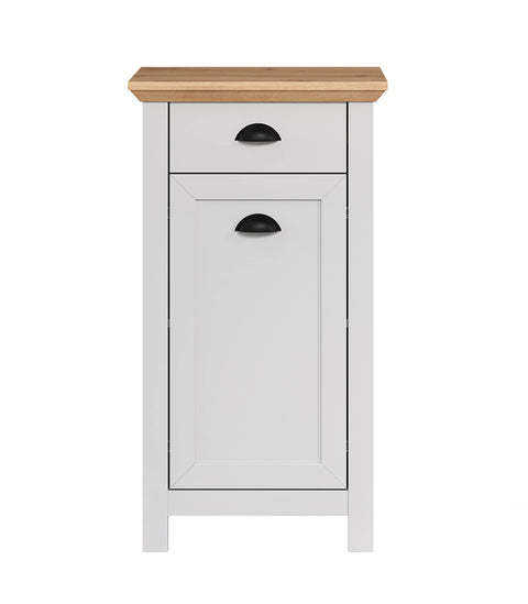 Rootz Stylish Grey Oak Bathroom Drawer Chest - Spacious Bathroom Cabinet with Drawer - Door and Shelf - Light Grey/Artisan Oak - 46x84x33 cm