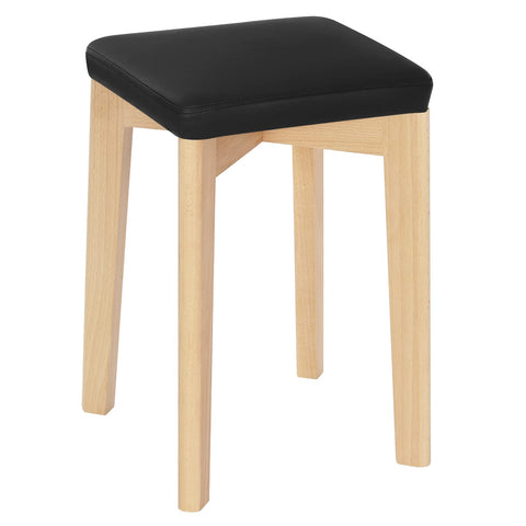 Rootz Dining Chair - Kitchen Stool - Beechwood Seat - PU-Covered Chair - Stacking Seat - Wood Stool - Wood Grain + Black - 32.5x47x32.5 cm