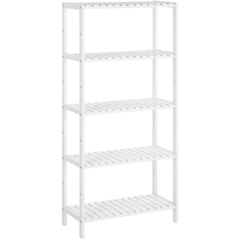 Rootz Bathroom Cabinet - Storage Cabinet - 5 Levels - Bamboo - Height Adjustable - White - 60 x 26 x 130 cm