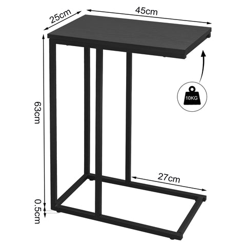 Rootz Side Table - Coffee Table - Couch Table - Sofa Table - Nightstand - Laptop Stand - Black - 45x25x63.5cm