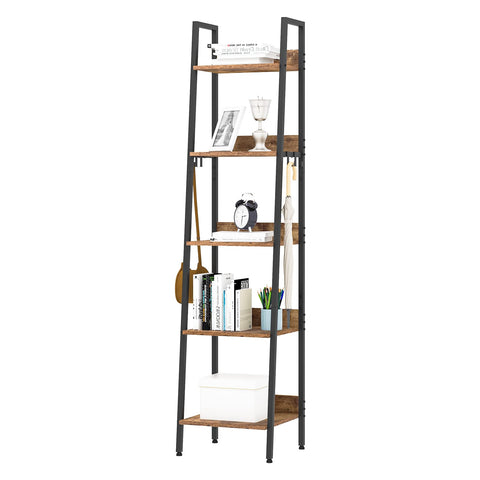 Rootz Stylish Industrial Shelving Unit - Bookcase - Storage Rack - Display Stand - Organizer - Shelf - Black - 40x170x36 cm