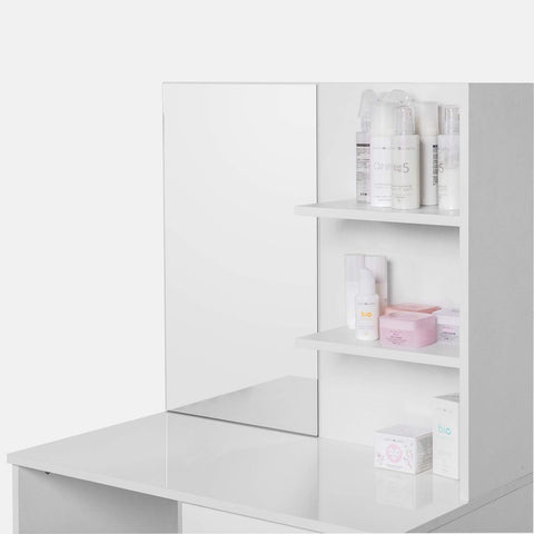 Rootz Kaptafel - Vanity Desk - Make-up Station - Beauty Counter - Cosmetische Organizer - Verzorgingsstandaard - Elegant meubilair - Wit - 40x138x75 cm