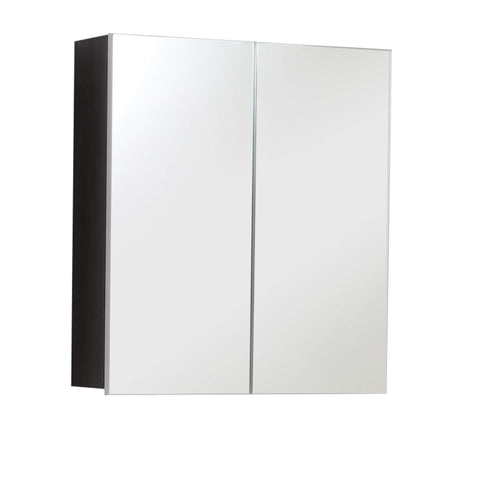 Rootz Bathroom Mirror Cabinet - Reflection Unit - Vanity Storage - Wall Organizer - Bath Fixture - Reflective Shelf - Washroom Holder - White High Gloss/Smoky Silver - 60 x 67 x 18 cm