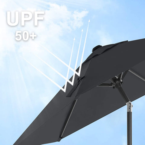 Rootz Parasol - Market Parasol - Tuinparasol - UV Bescherming - UPF 50+ - Metaal - Buigbaar - Grijs - 200 cm
