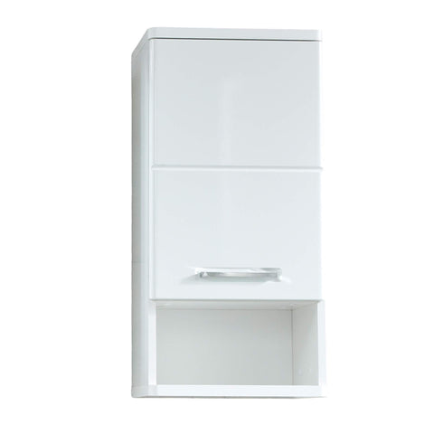 Rootz Bathroom Wall Cabinet - Hanging Storage - Wall Unit - Mounted Shelf - Bath Organizer - Vanity Cupboard - Glossy White - 37x76x28 cm