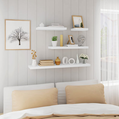 Rootz Wall Shelf Set - Floating Bookshelf - Mounted Display Racks - Storage Shelves - Decorative Ledges - Hanging Bookcase - White - 25x22.9x3.8cm