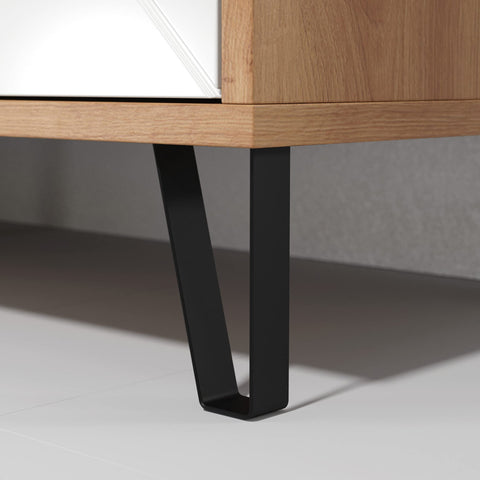 Rootz Touch Lowboard - TV Stand - Media Unit - Entertainment Center - Storage Console - Display Shelf - Artisan Oak/White - 183x56x40 cm