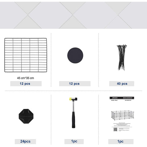 Rootz Animal Run - Adjustable Box - Animal Hutch - Guinea Pig Enclosure - Mesh House - 143 x 73 x 46 cm - Black