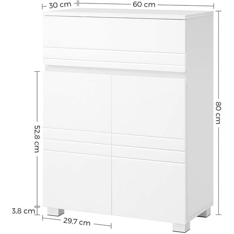 Rootz Bathroom cabinet - Storage cabinet - Sideboard - French doors - Drawer - White - MDF - 60 x 30 x 80 cm