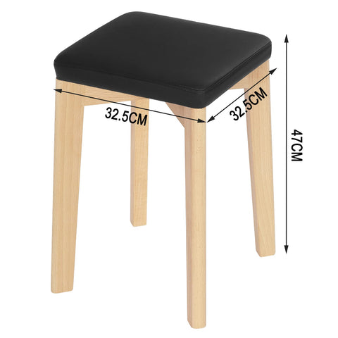 Rootz Dining Chair - Wooden Seating - Kitchen Stool - Beechwood Furnishing - Home Chair - Stackable Seat - Room Furniture - Wood Grain + Black - 18.3x18.1x6.5 inches