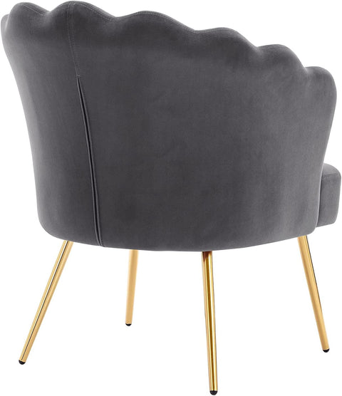 Rootz Dining Room Chair - Living Room Chair - Office Chair - Upholstered Armchair - Relaxation Armchair - Armchair With Golden Legs - Grey/Gold - 70 x 63 x 82 cm