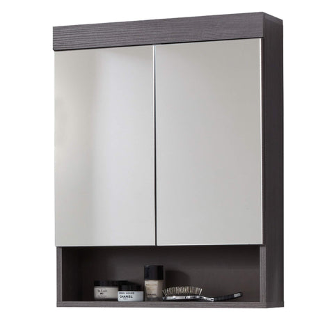 Rootz Bathroom Mirror Storage Cabinet - Vanity Organizer - Elegant Bath Cupboard - Smoke Silver Glamour - 58x75x18 cm