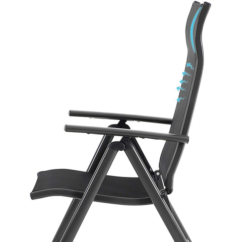 Rootz Gartenstühle – 2er-Set – Klappstühle – Outdoor-Stühle – Aluminiumrahmen – Rückenlehne – verstellbar – Schwarz/Grau