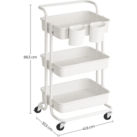 Rootz Kitchen trolley - Kitchen trolley - Serving trolley - 2 Trays - 2 Brakes - Plastic Storage compartments - Black