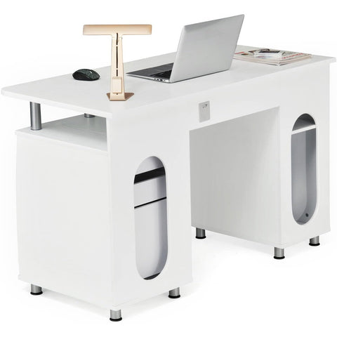 Rootz Desk - Chest of drawers - Storage space - Keyboard shelf - White - Processed Wood - Metal - ?121 x 60 x 76 cm