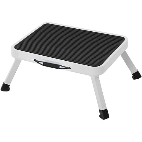 Rootz Opstapkruk - Opvouwbaar - Antislip - Compact - Klein - Krukje - Campingkruk - TÜV Süd Gecertificeerd - Zwart- Wit - 37,5 x 4 x 26,5 cm