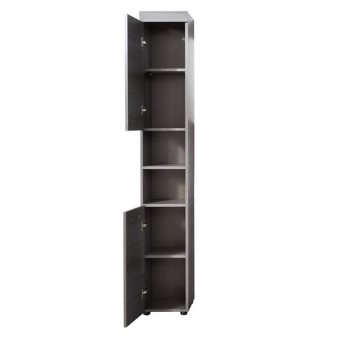 Rootz Bathroom Under Cabinet Runner - Stylish Storage Tower - Elegant Tall Organizer - Smoke Silver Bath Cupboard - 30x190x31cm