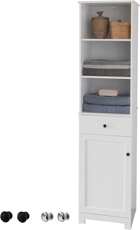 Rootz Hoog Badkamermeubel - Badkameropberger - Kast met 3 Planken - 1 Lade - 1 Kast