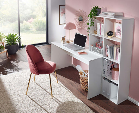 Rootz White Desk with Shelf - Modern Office Table - Laptop Table with 6 Shelves - Home Office Computer Desk with Storage -  170x59x143.5 cm