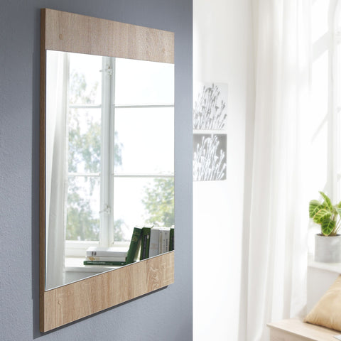 Rootz Wall Mirror - Large Modern Design Hallway Mirror - Hanging Wall Mirror - Modern Wardrobe Mirror - Sonoma Oak - 60x80x1.8 cm