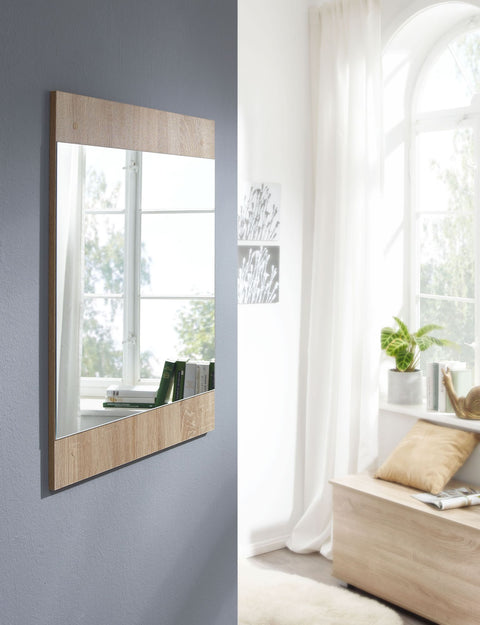Rootz Wall Mirror - Large Modern Design Hallway Mirror - Hanging Wall Mirror - Modern Wardrobe Mirror - Sonoma Oak - 60x80x1.8 cm