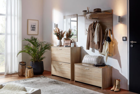 Rootz Wall Mirror - Large Modern Design Hallway Mirror - Hanging Wall Mirror - Modern Wardrobe Mirror - Sonoma Oak - 60x80x1.8 cm