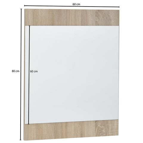 Rootz Wall Mirror - Large Modern Design Hallway Mirror - Hanging Wall Mirror - Modern Wardrobe Mirror - Sonoma Oak - 60x80x1.8 cm
