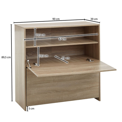 Rootz Shoe Cabinet - 4 Compartment Shoe Rack - Design Wood Shoe Chest with Shelf - High Shoe Storage Chest of Drawers - Sonoma Oak - 90x89.5x39 cm