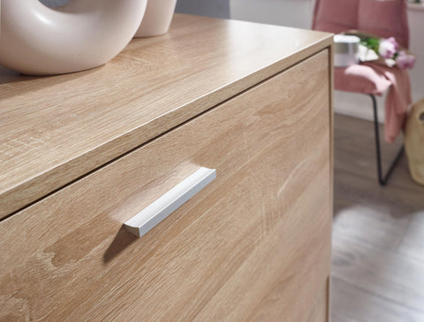 Rootz Shoe Cabinet - 4 Compartment Shoe Rack - Design Wood Shoe Chest with Shelf - High Shoe Storage Chest of Drawers - Sonoma Oak - 90x89.5x39 cm