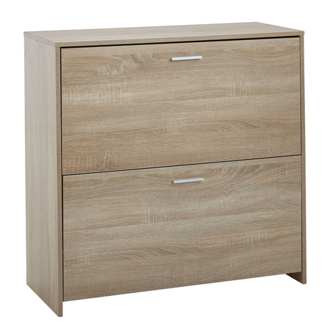 Rootz Shoe Cabinet - 4 Compartment Shoe Rack - Design Wood Shoe Chest with Shelf - High Shoe Storage Chest of Drawers - Sonoma Oak - 90x89.5x39 cm