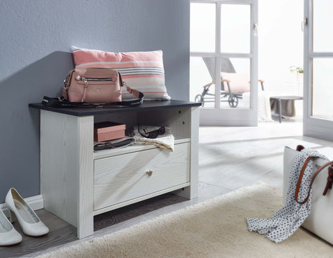 Rootz Shoe Rack - Narrow Design Shoe Cabinet - Small Shoe Stand with Drawer - Hallway Shoe Storage - White Birch Decor - 68.5x46x40 cm