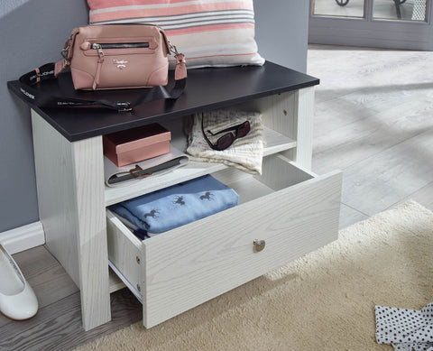 Rootz Shoe Rack - Narrow Design Shoe Cabinet - Small Shoe Stand with Drawer - Hallway Shoe Storage - White Birch Decor - 68.5x46x40 cm