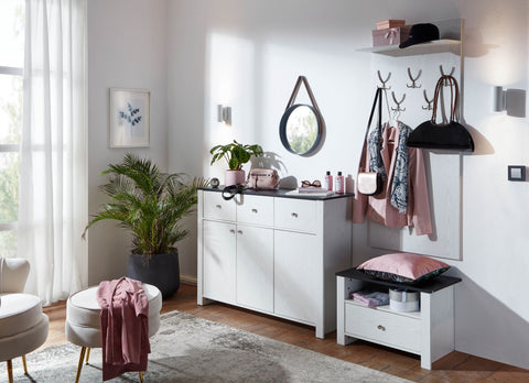 Rootz Shoe Rack - Narrow Design Shoe Cabinet - Small Shoe Stand with Drawer - Hallway Shoe Storage - White Birch Decor - 68.5x46x40 cm