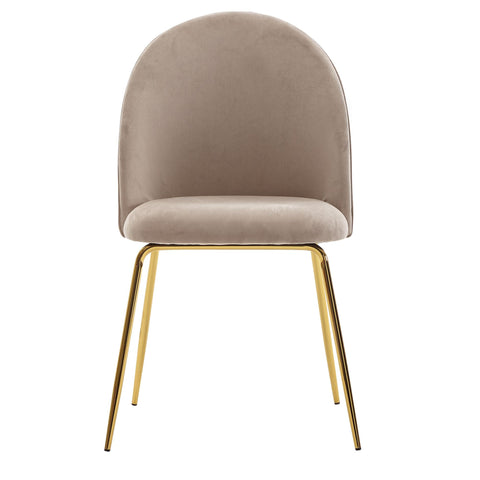 Rootz Dining Chair - Set of 2 Velvet Beige Upholstered - Kitchen Chair with Golden Legs - Scandinavian Shell Chair - Upholstered Chair with Velvet Cover