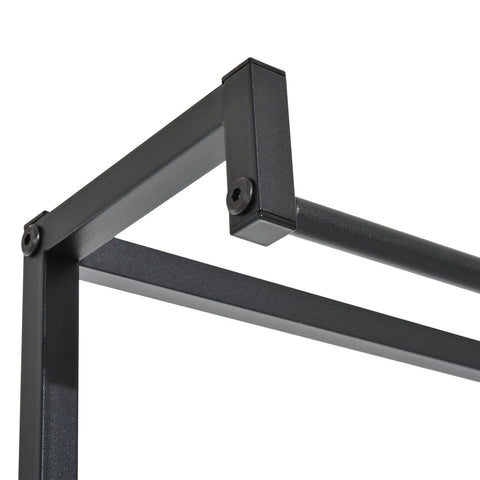 Rootz Wardrobe Rack - Coat Rack - Shoe Bench - Shoe Rack - 1 Hanging Rod - 5 Hooks - Metal - Faux Leather - Black - Brown