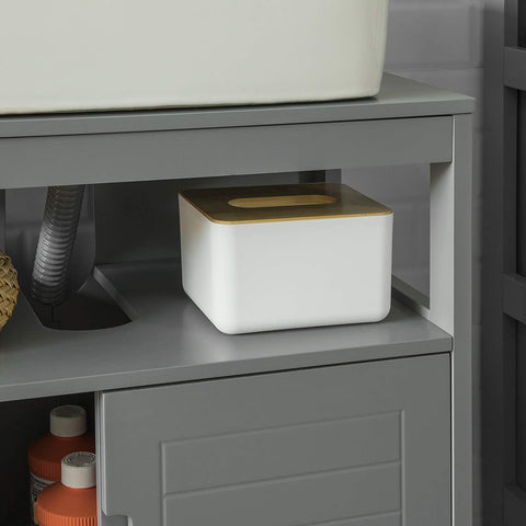 Rootz Badkameropbergkast voor onder de wastafel met plank en dubbele schuifdeur - 60x30x61cm