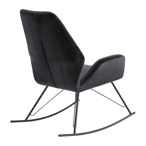 Rootz Rocchair - Design Relaxation Chair Velvet-Metal - Upholstered Armchair with Frame - Modern Rocchair Armchair - Black - 73x94x84 cm
