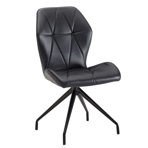 Rootz Dining Chair - Imitation Leather Black - Swivel Kitchen Chair - Upholstered with Black Legs - Modern Design Shell Chair - 60x93x60 cm