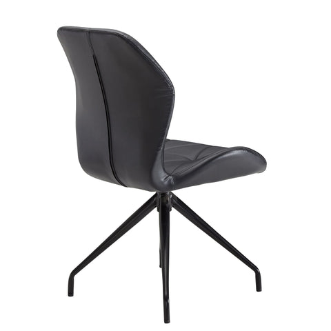 Rootz Dining Chair - Imitation Leather Black - Swivel Kitchen Chair - Upholstered with Black Legs - Modern Design Shell Chair - 60x93x60 cm