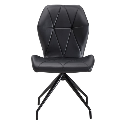 Rootz Dining Chair - Imitation Leather Black - Swivel Kitchen Chair - Upholstered with Black Legs - Modern Design Shell Chair - 60x93x60 cm