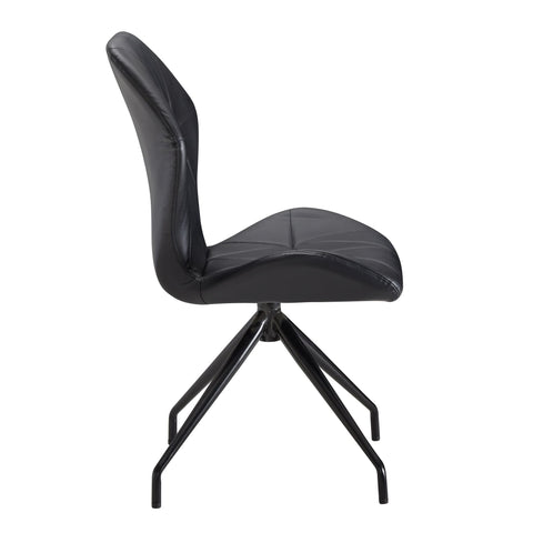 Rootz Dining Chair - Imitation Leather Black - Swivel Kitchen Chair - Upholstered with Black Legs - Modern Design Shell Chair - 60x93x60 cm