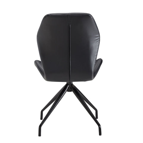 Rootz Dining Chair - Imitation Leather Black - Swivel Kitchen Chair - Upholstered with Black Legs - Modern Design Shell Chair - 60x93x60 cm