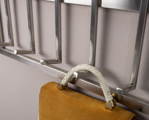 Rootz Wall Coat Rack - Metal Silver - Design Hallway Coat Rack Steel - Wall Panel Hook Rail - Cloakroom Wall - 60x100x7.5 cm