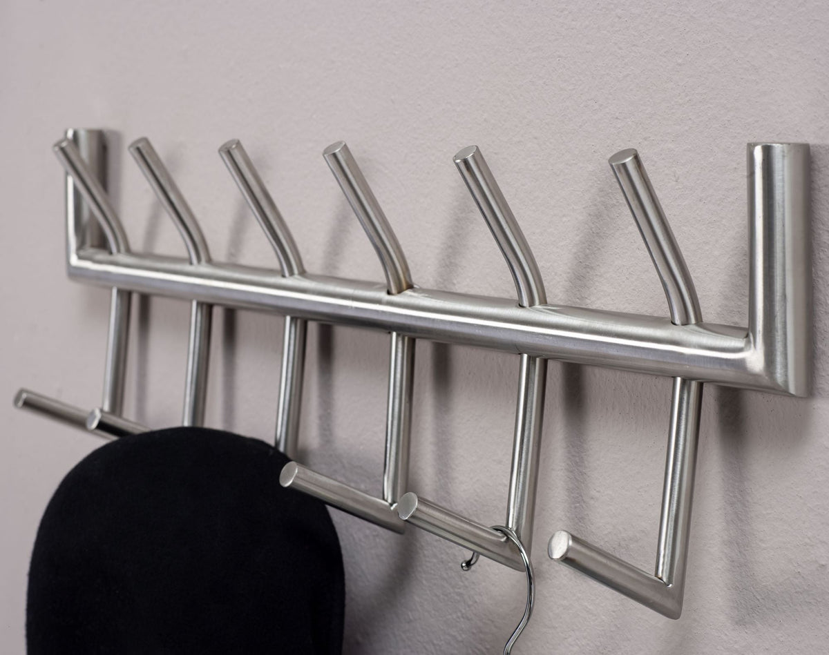 Rootz Wall Coat Rack - Metal Silver - Design Hallway Coat Rack Steel ...
