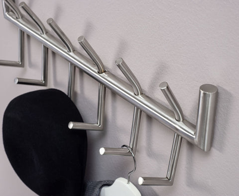 Rootz Wandgarderobe – Metall Silber – Design Flurgarderobe Stahl – Wandpaneel-Hakenleiste – Garderobenwand – 60 x 19 x 10 cm