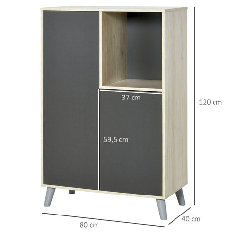 Rootz Bookcase - Filing Cabinet - Standing Cabinet - MDF - Dark Gray - 80 x 40 x 120 cm